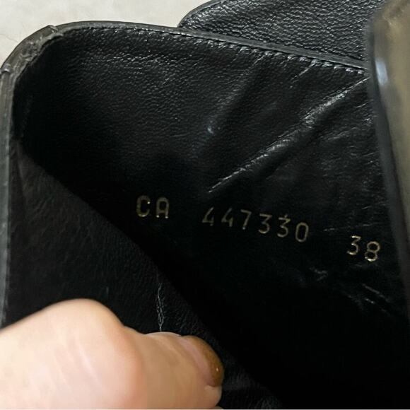 Saint Laurent Babies 90 Leather Cross Strap Ankle Boots Booties Black 38/ 8 - Picture 10 of 10